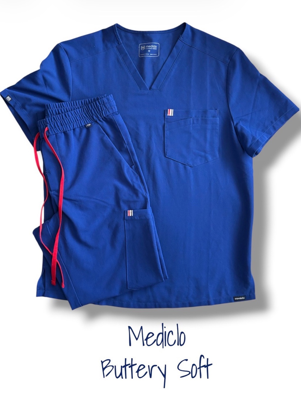 Mediclo Sustainable Scrubs Set Royal Blue Medium Buttery Soft Eco-Friendly